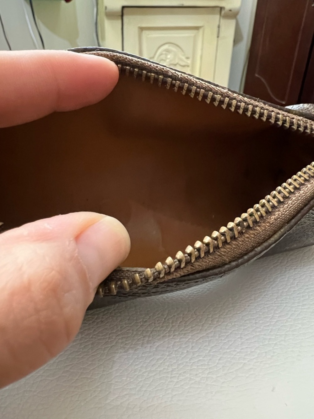 Vintage Louis Vuitton Brown Monogram check book wallet and mini papillon 1980’s - Picture 13 of 16